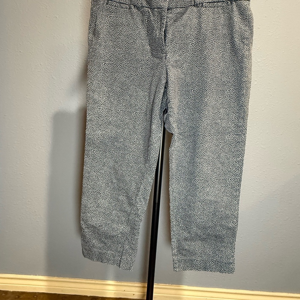 Loft Julie Printed Blue Ankle Pants